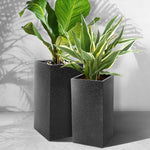 Gardeon 2X Plant Pots Plants Pot Stone Large Garden Indoor Outdoor Flower Planters Decor Dark Grey Rectangular