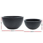 Gardeon 2X Plant Pots Plants Pot Stone Large Garden Indoor Outdoor Flower Planters Decor Dark Grey Round