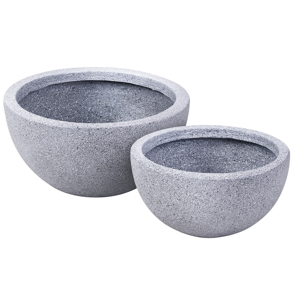 Gardeon 2X Plant Pots Plants Pot Stone Large Garden Indoor Outdoor Flower Planters Decor Grey Round