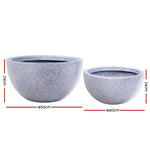 Gardeon 2X Plant Pots Plants Pot Stone Large Garden Indoor Outdoor Flower Planters Decor Grey Round