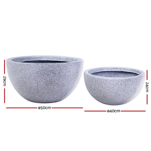 Gardeon 2X Plant Pots Plants Pot Stone Large Garden Indoor Outdoor Flower Planters Decor Grey Round