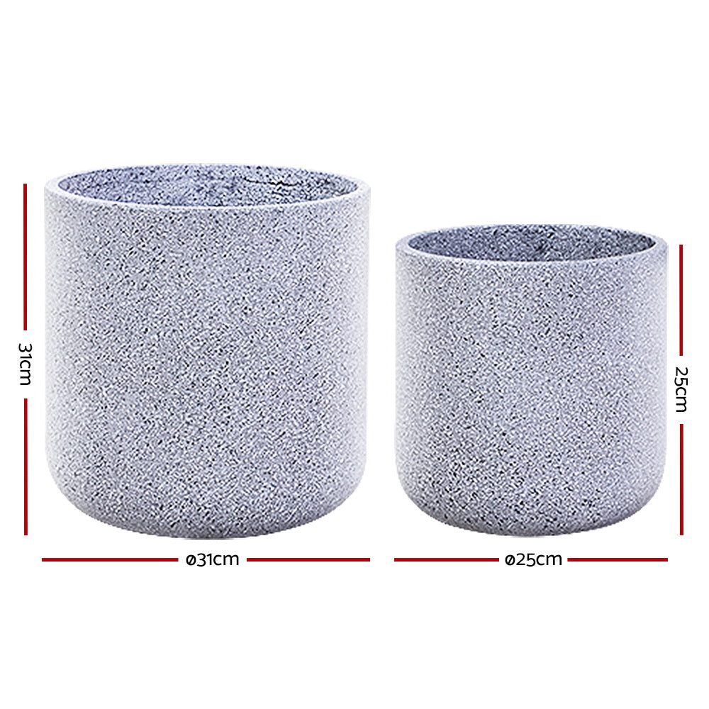 Gardeon 2X Plant Pots Plants Pot Stone Large Garden Indoor Outdoor Flower Planters Decor Grey Oval