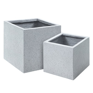 Gardeon 2X Plant Pots Plants Pot Stone Large Garden Indoor Outdoor Flower Planters Decor Grey Square