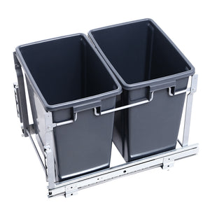 Devanti 2x15L Pull Out Bin Door Mount Kitchen Rubbish Bin Grey