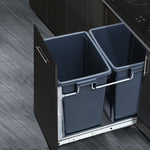 Devanti 2x15L Pull Out Bin Door Mount Kitchen Rubbish Bin Grey