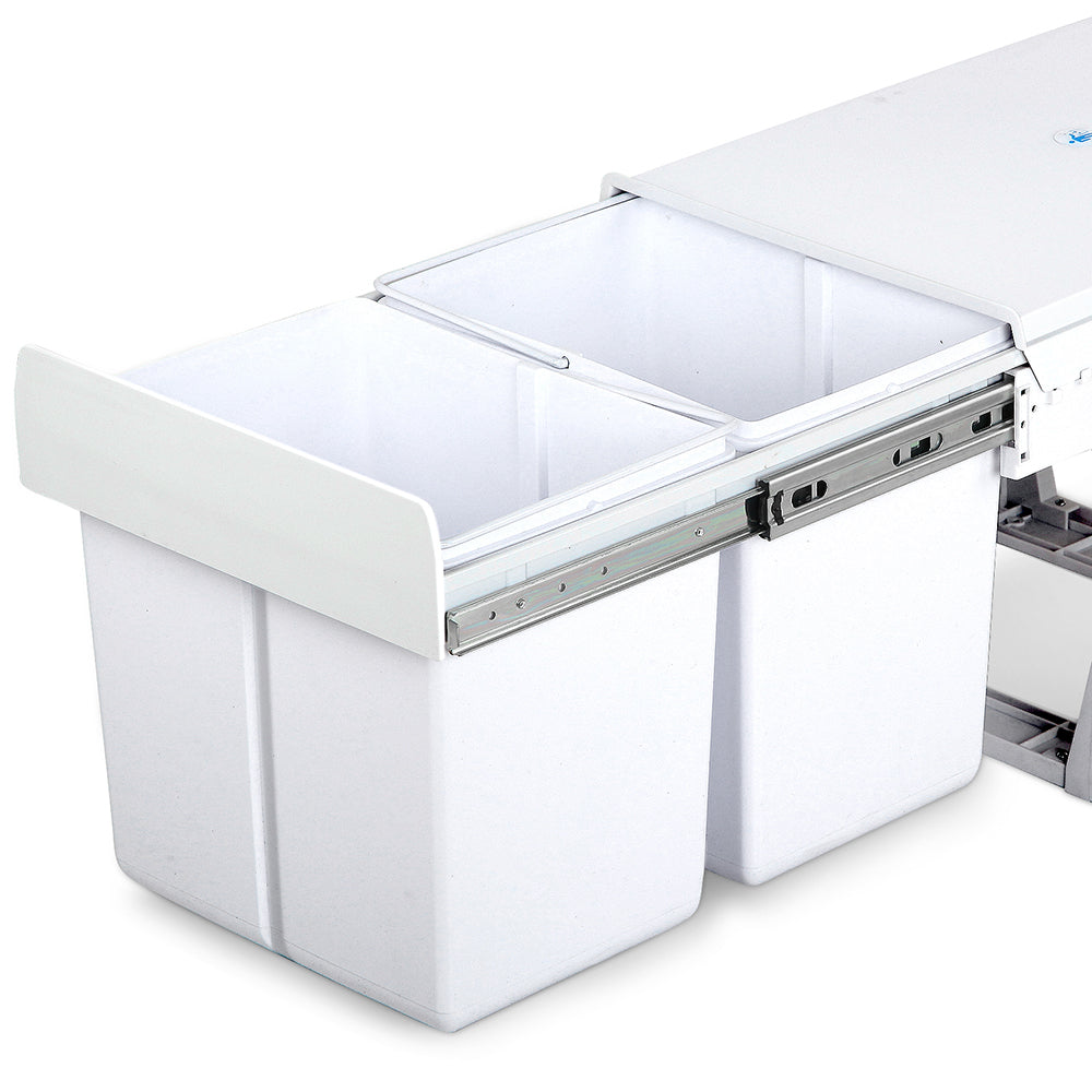 Set of 2 15L Twin Pull Out Bins - White