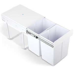 Set of 2 20L Twin Pull Out Bins - White