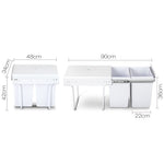 Set of 2 20L Twin Pull Out Bins - White