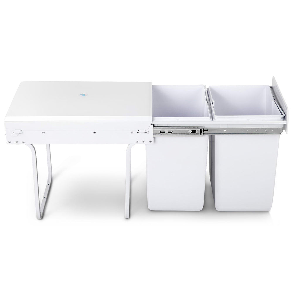 Set of 2 20L Twin Pull Out Bins - White