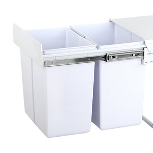 Set of 2 20L Twin Pull Out Bins - White