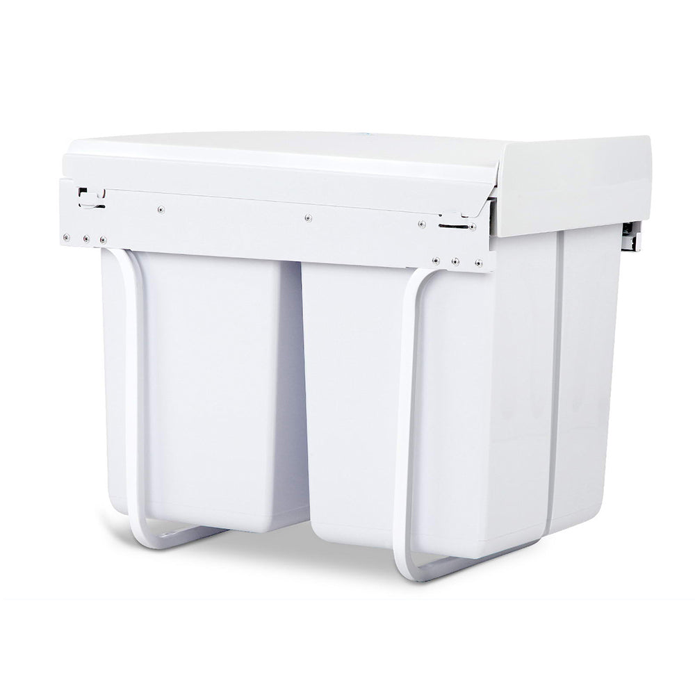 Set of 2 20L Twin Pull Out Bins - White