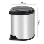 Kitchen Pull Out Stainless Steel Bin - Silver