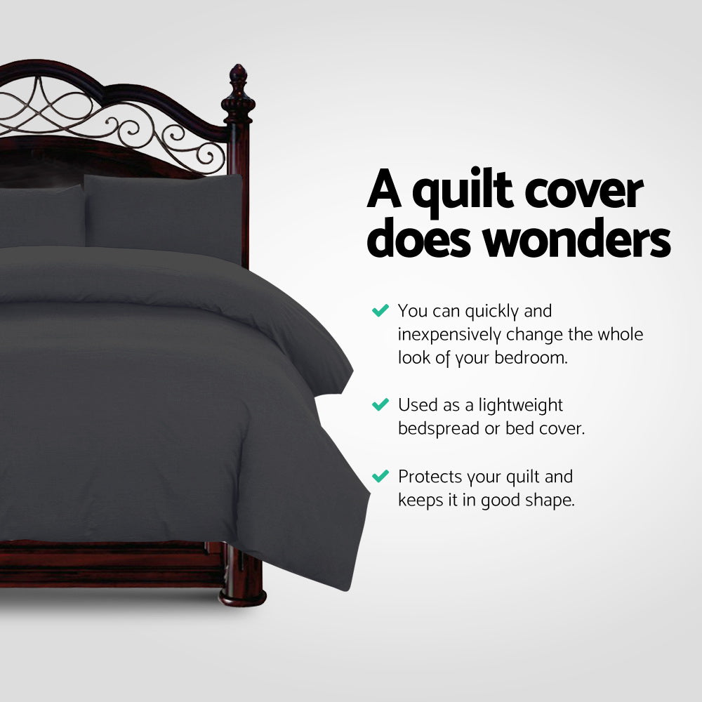 Giselle Bedding King Size Classic Quilt Cover Set - Black