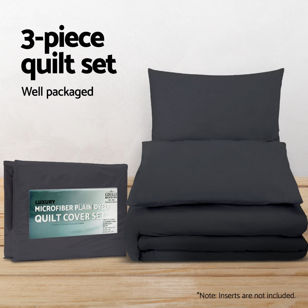 Giselle Bedding Super King Classic Quilt Cover Set - Black