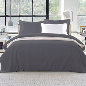 Giselle Bedding Queen Size Classic Quilt Cover Set - Charcoal