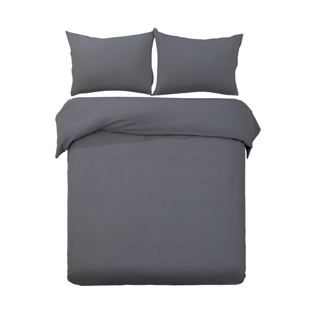 Giselle Bedding Super King Size Classic Quilt Cover Set - Charcoal