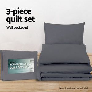 Giselle Bedding Super King Size Classic Quilt Cover Set - Charcoal