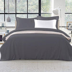 Giselle Bedding Super King Size Classic Quilt Cover Set - Charcoal