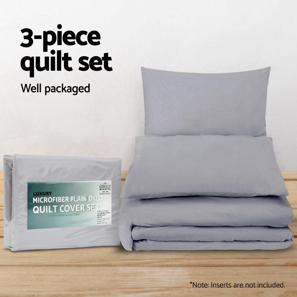 Giselle Bedding Super King Size Classic Quilt Cover Set - Grey