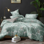 Giselle Bedding Quilt Cover Set King Bed Doona Duvet Reversible Sets Flower Pattern Green