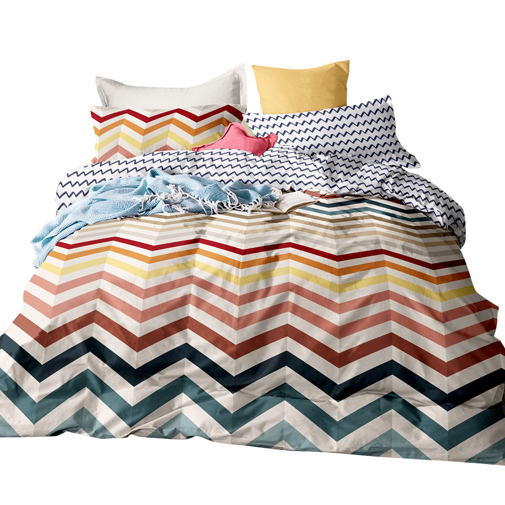 Giselle Bedding Quilt Cover Set King Bed Doona Duvet Reversible Sets Wave Pattern Colourful