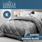 Giselle Bamboo Microfibre Microfiber Quilt 400GSM Doona King All Season Grey