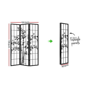 Artiss 3 Panel Room Divider Screen Privacy Dividers Pine Wood Stand Shoji Bamboo Black White