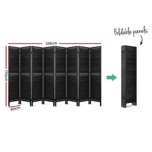 Artiss 8 Panel Room Divider Screen Privacy Wood Dividers Timber Stand Black