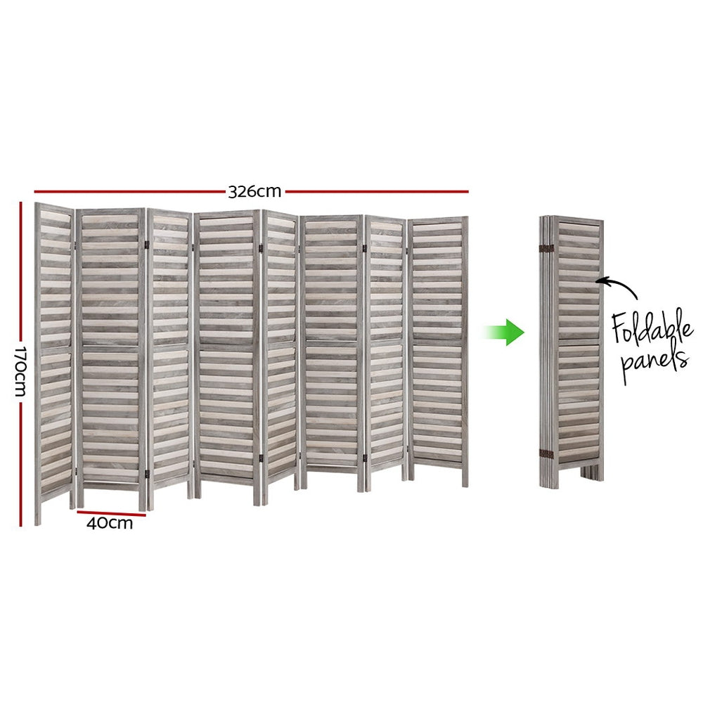 Artiss 8 Panel Room Divider Screen Privacy Wood Dividers Timber Stand Grey