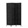 Artiss 3 Panel Room Divider Privacy Screen Rattan Woven Wood Stand Black