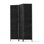 Artiss 3 Panel Room Divider Privacy Screen Rattan Woven Wood Stand Black