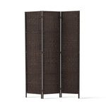 Artiss 3 Panel Room Divider Privacy Screen Rattan Woven Wood Stand Brown