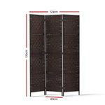 Artiss 3 Panel Room Divider Privacy Screen Rattan Woven Wood Stand Brown