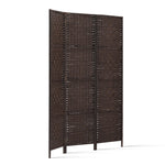 Artiss 3 Panel Room Divider Privacy Screen Rattan Woven Wood Stand Brown