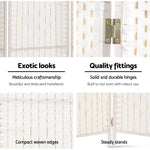 Artiss 3 Panels Room Divider Screen Privacy Rattan Timber Fold Woven Stand White