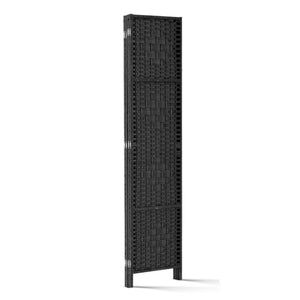 Artiss 4 Panel Room Divider Privacy Screen Rattan Woven Wood Stand Black