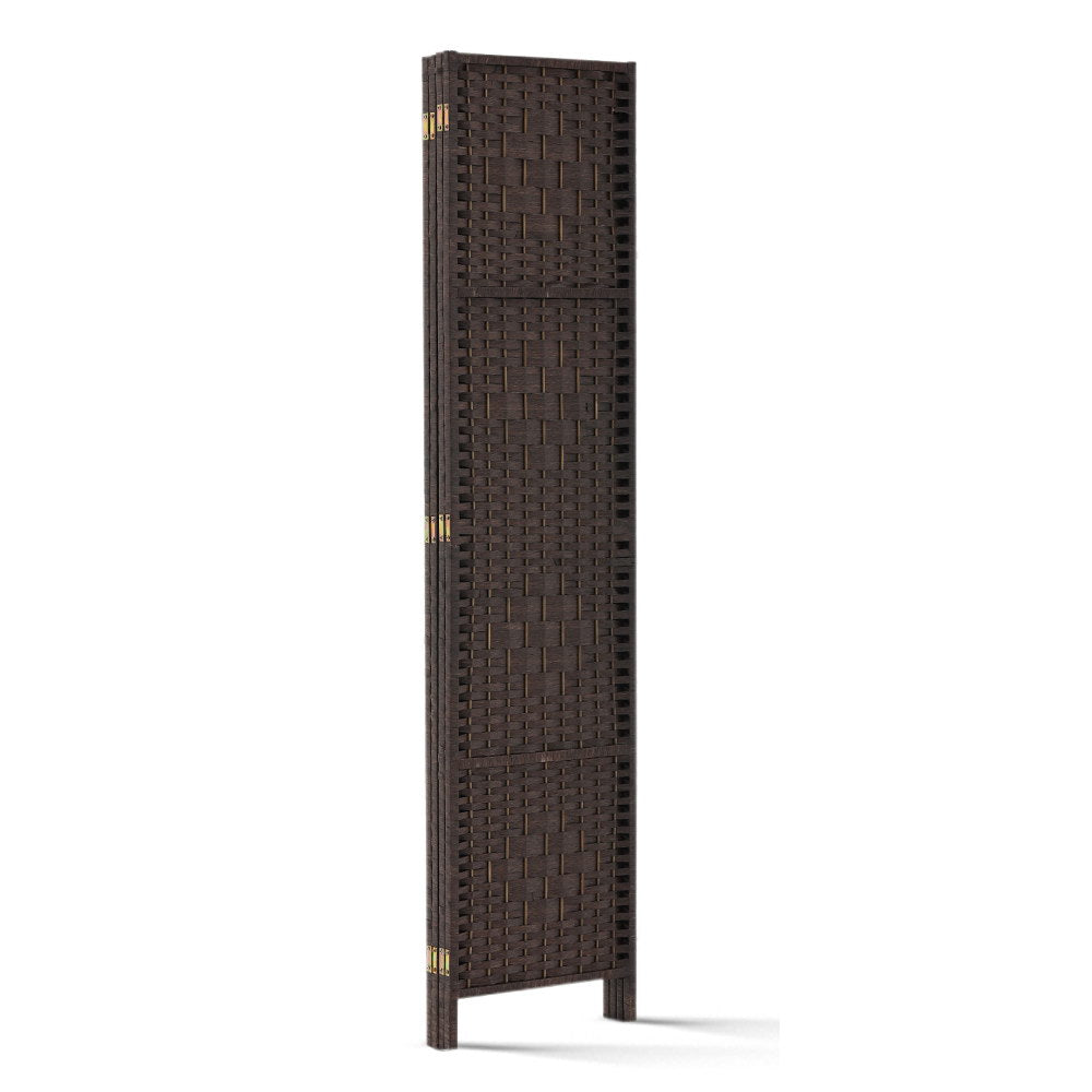 Artiss 4 Panel Room Divider Privacy Screen Rattan Woven Wood Stand Brown