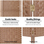 Artiss 4 Panel Room Divider Screen Privacy Rattan Timber Foldable Dividers Stand Hand Woven
