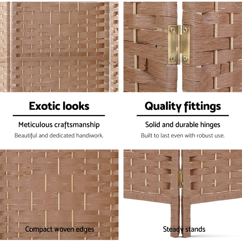 Artiss 8 Panel Room Divider Screen Privacy Rattan Timber Foldable Dividers Stand Hand Woven