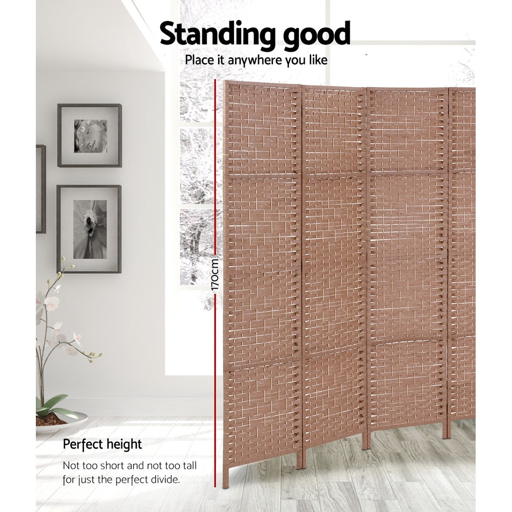 Artiss 8 Panel Room Divider Screen Privacy Rattan Timber Foldable Dividers Stand Hand Woven