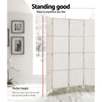 Artiss 8 Panels Room Divider Screen Privacy Rattan Timber Fold Woven Stand White