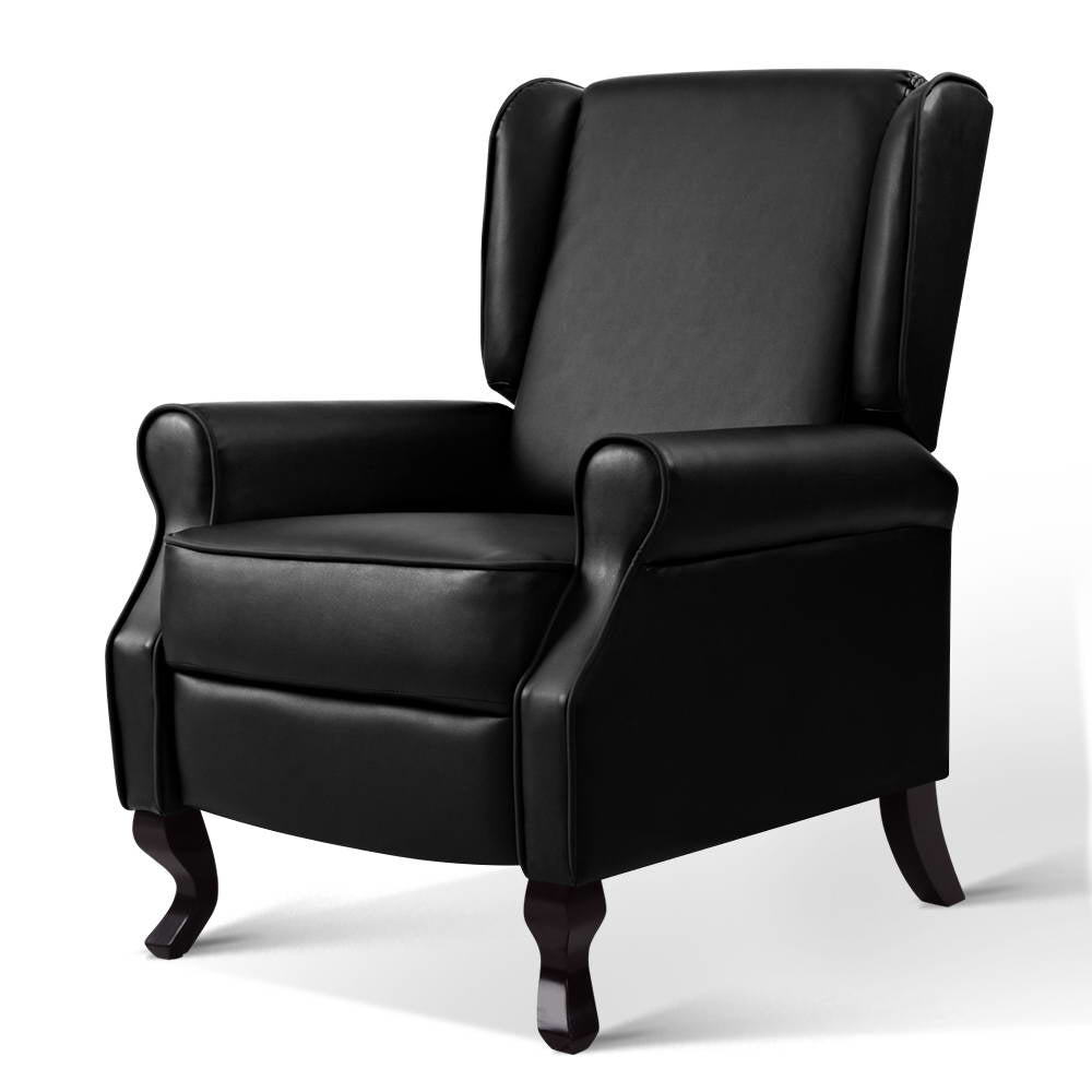 Artiss Recliner Chair Luxury Lounge Armchair Single Sofa Couch Leather Black