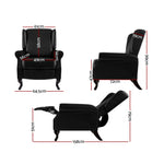 Artiss Recliner Chair Luxury Lounge Armchair Single Sofa Couch Leather Black