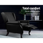 Artiss Recliner Chair Luxury Lounge Armchair Single Sofa Couch Leather Black