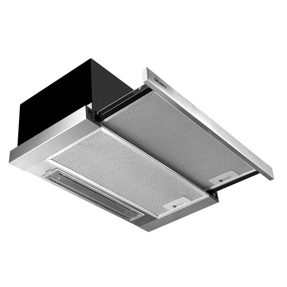 DEVANTi Rangehood Range Hood Stainless Steel Kitchen Canopy 600mm Black