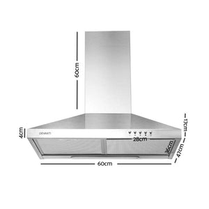 DEVANTi 600mm Rangehood Stainless Steel Range Hood Home Kitchen Canopy