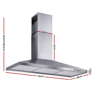 DEVANTi 900mm Rangehood Stainless Steel Range Hood Home Kitchen Canopy