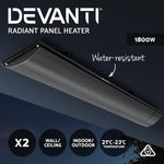 Devanti 2x Electric Radiant Strip Heater Panel Outdoor Heating Heat Bar 1800W