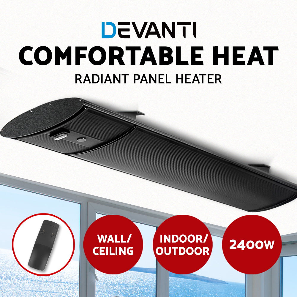 Devanti 2400 Electric Infrared Radiant Strip Panel Heater Bar Remote Control