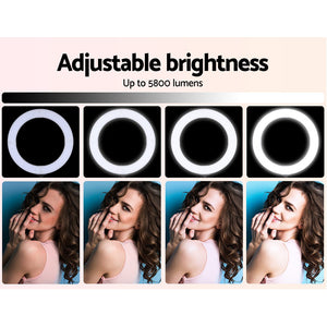 19" LED Ring Light 6500K 5800LM Dimmable Diva With Stand Make Up Studio Video